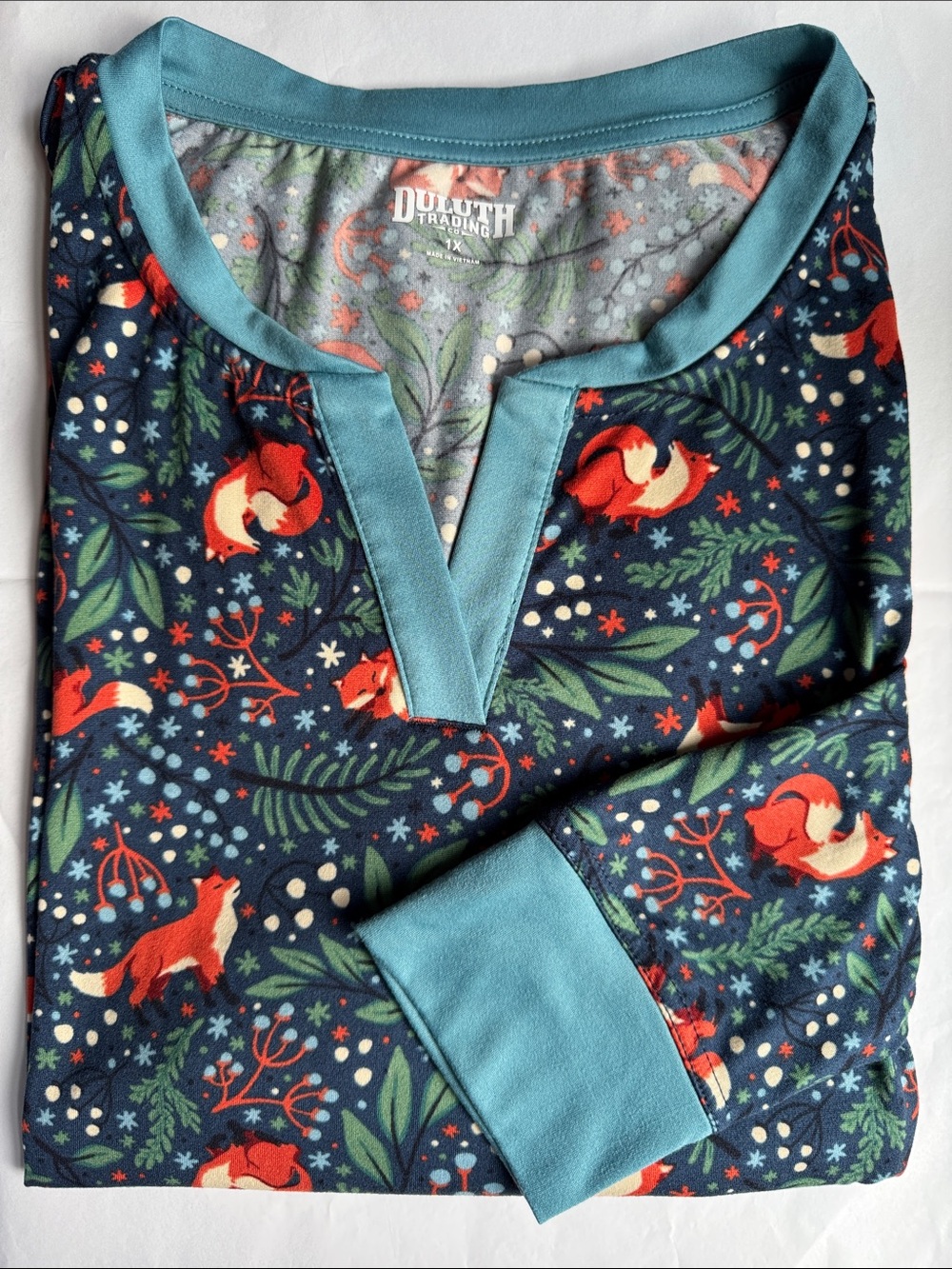 Duluth Trading Co. Soft Jam Pajama Top Fox • Print Size 1X